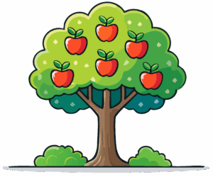 Illustration eines Apfebaums